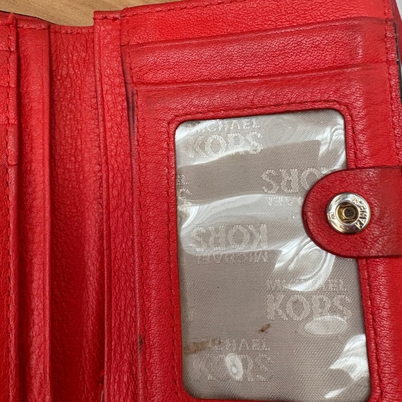 Michael Kors Scarlet Leather Wallet with Gold Accent - Picture 5 of 11